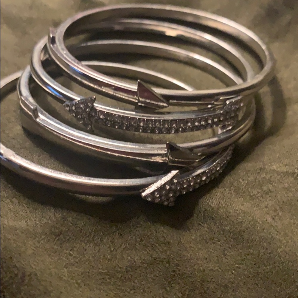 Silver Arrow Bangle Bracelet Set - image 2